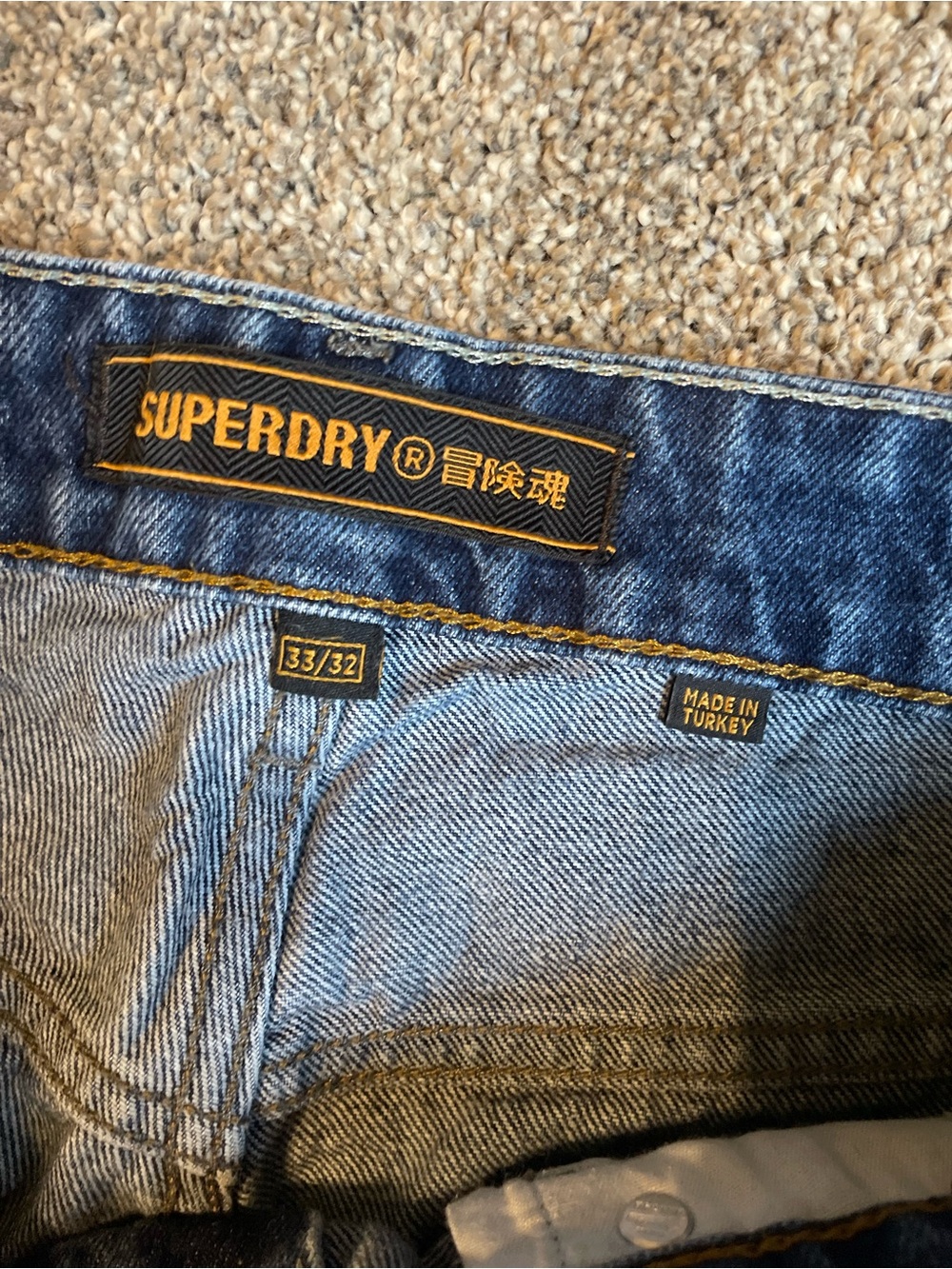 Superdry Men's Dark Blue Jeans - Classic Straight Fit Size 33/32 - Picture 2 of 4